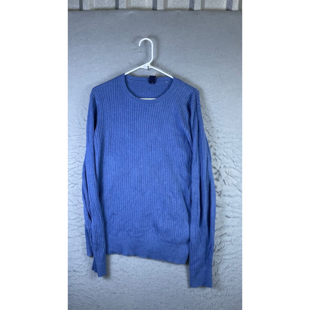 Gap Sweater Mens Medium Blue Excellent Ribbed Knit Crew Neck Pullover